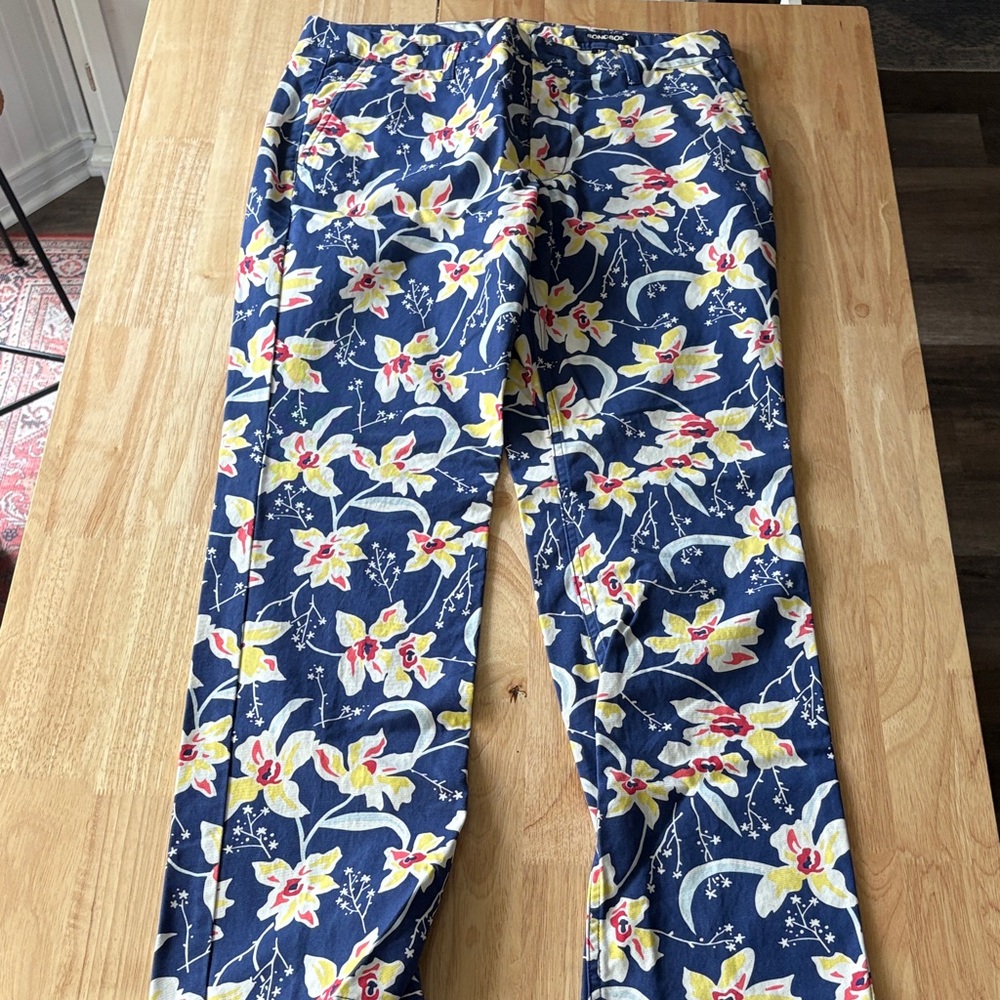 Navy Floral Print Men’s Pants